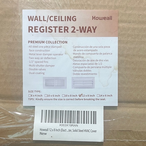 Howeall Steel Wall/Ceiling Register - Picture 2 of 3